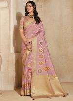 Silk Pink Wedding Wear Weaving Saree